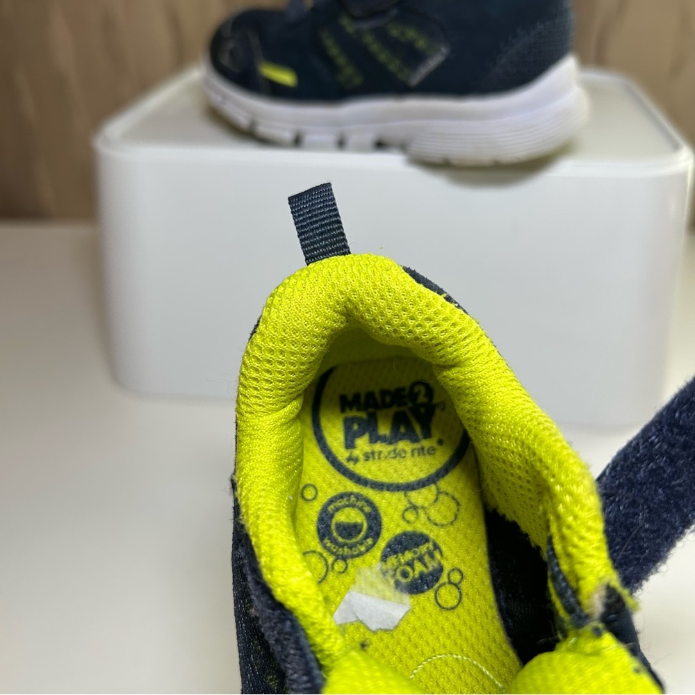 Stride Rite M2P Taylor Boy's 5.5 W Sneakers Washable Adjustable Dark Navy Yellow - Picture 12 of 15